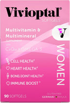 Vivioptal Women, 90 Cápsulas (Suministro para 1 Año), CoQ10 y Omega-3, Multivitamínico y Multimineral, Sin Gluten, Fórmula Alemana