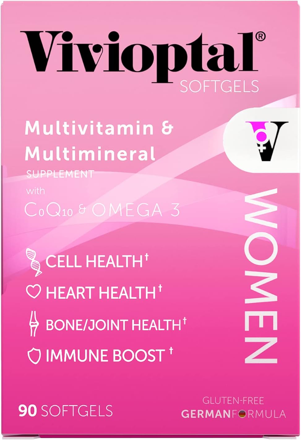 Vivioptal, Mujer, Suplemento Multivitamínico y Multimineral, 90 Cápsulas Blandas
