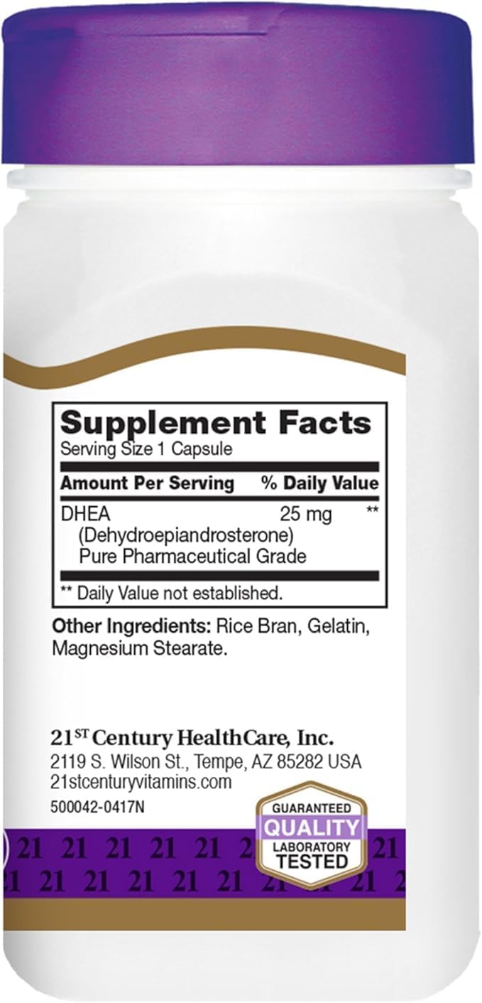 DHEA 25 mg, 90 Cápsulas - 21st Century