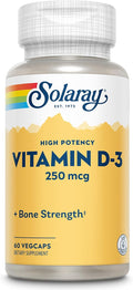 SOLARAY Vitamina D3 10000IU (250 mcg) - Suplemento de Alta Potencia para Huesos e Inmunidad - 60 Cápsulas Veganas