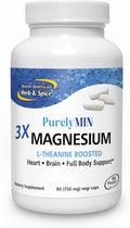 North American Herb & Spice PurelyMin - Complejo de Magnesio + L-Teanina - 90 Cápsulas Vegetales
