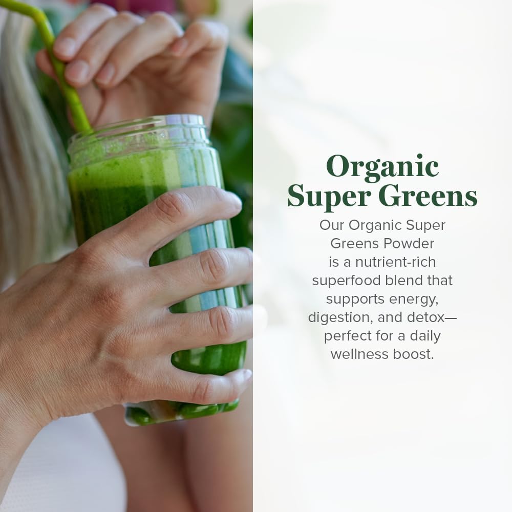 Global Healing Super Greens Orgánico en Polvo - Mezcla de 15 Brotes Enteros