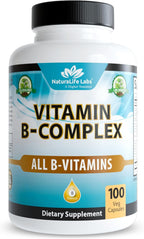 Complejo B con Vitaminas Activas B2, B6, B9 y B12 (Metilcobalamina) + Vitamina C - 100 Cápsulas - NaturaLife Labs