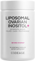 Codeage Liposomal Ovarian Inositol+ - Myo-Inositol y D-Chiro-Inositol 40:1, Folato 5-MTHF, CoQ10, 120 Cápsulas