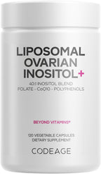 Codeage Liposomal Ovarian Inositol+ - Myo-Inositol y D-Chiro-Inositol 40:1, Folato 5-MTHF, CoQ10, 120 Cápsulas