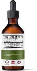 Vitamina D3 y K2 Gotas - Suplemento Líquido de D3 y K2, 30 ml