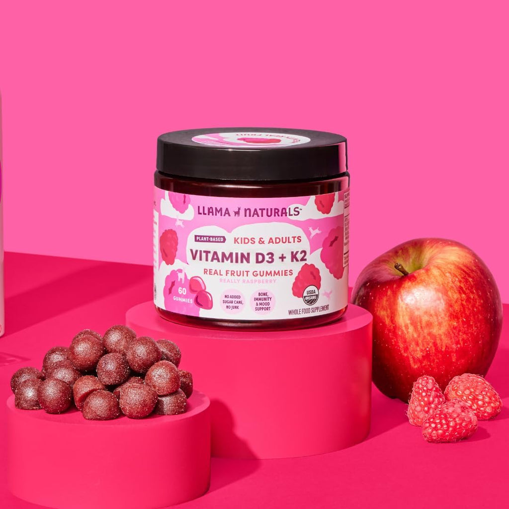 Llama Naturals Vitamina D3 Vegana Orgánica - Gominolas de Fruta Real, 60 unidades