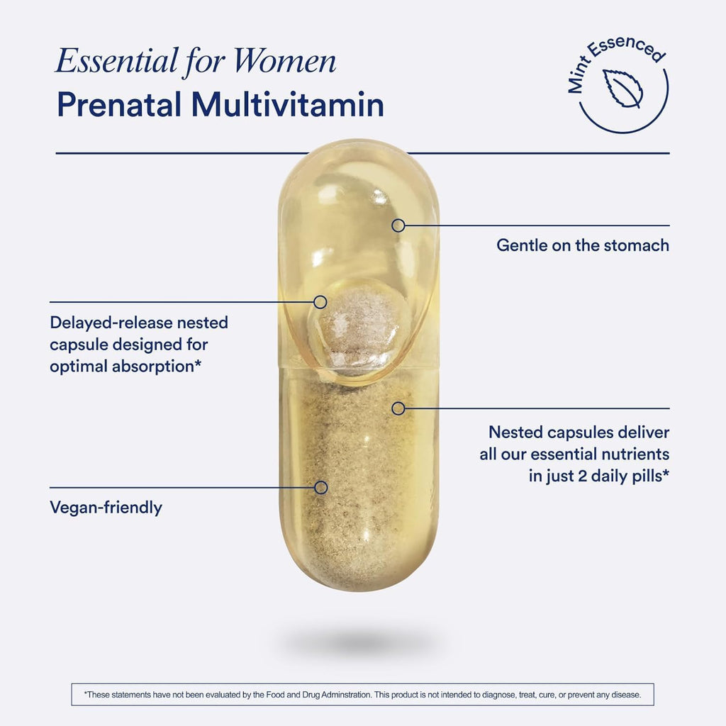 Ritual Multivitamínico Prenatal para Mujeres - Vitaminas y Minerales Esenciales para el Embarazo - Ácido Fólico, Colina, Omega-3 DHA, Hierro - Vegano - Menta - 60 Cápsulas - 30 Dosis