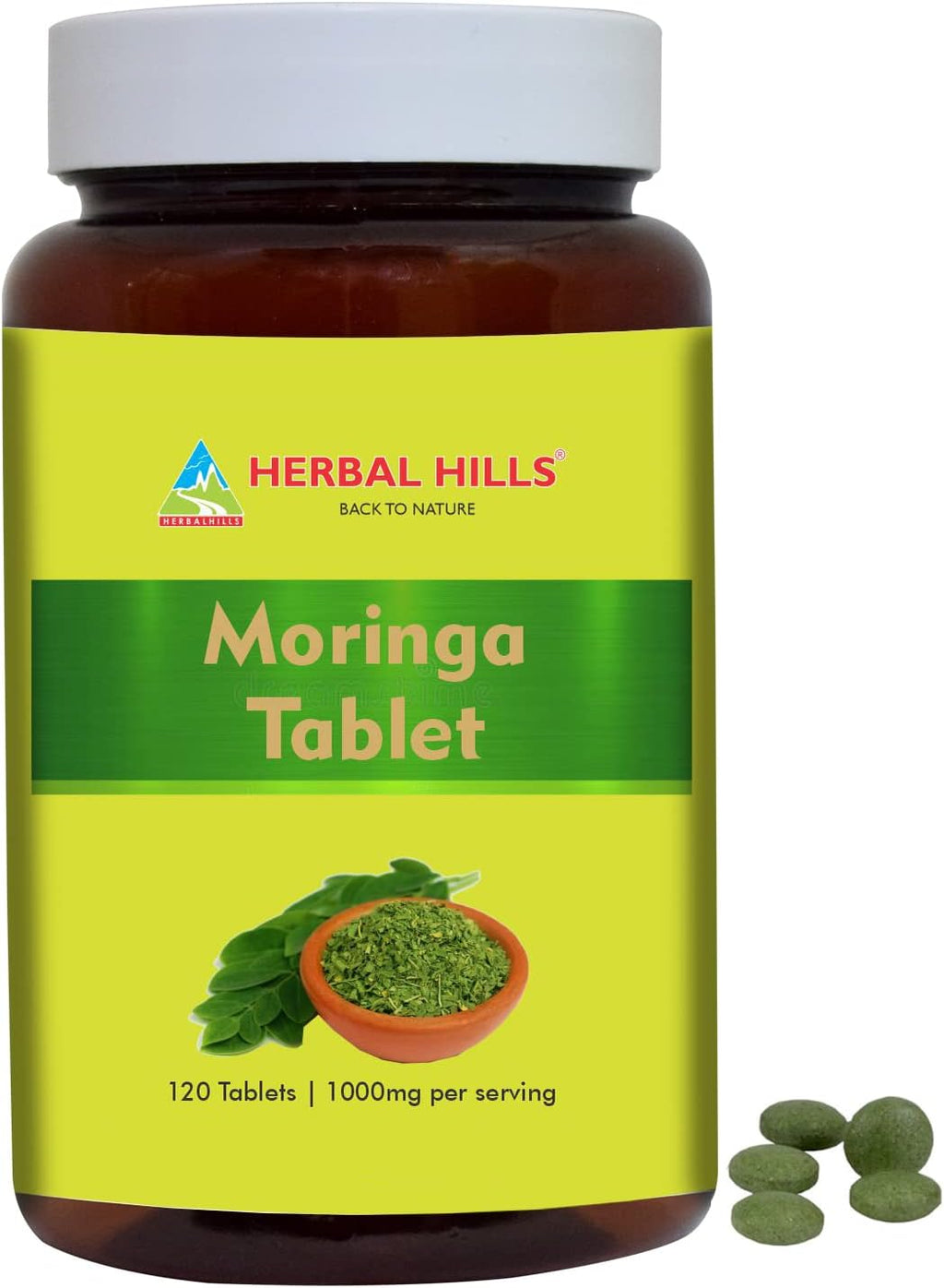HERBAL HILLS Moringa Tablets 1000 mg, 120 Comprimidos