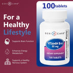 GeriCare Vitamina B-6 50 mg - Apoyo Nutricional para la Función Cerebral, Metabolismo y Sistema Nervioso - 100 Comprimidos