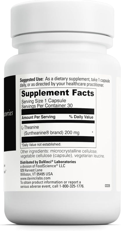 DAVINCI Labs L-Teanina - 200 mg por cápsula - 30 cápsulas vegetales – Image 2