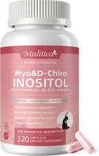 Myo-Inositol y D-Chiro Inositol para Mujeres, 14-en-1 Inositol Liposomal con Ácido Fólico, Omega-3 y Multivitaminas, 120 Cápsulas Veganas