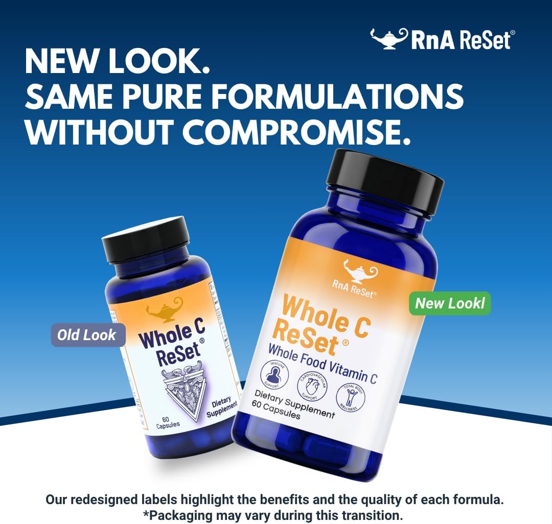 RnA ReSet Whole C Reset – Complejo de Vitamina C Orgánico con Bioflavonoides y Polifenoles, 60 Cápsulas