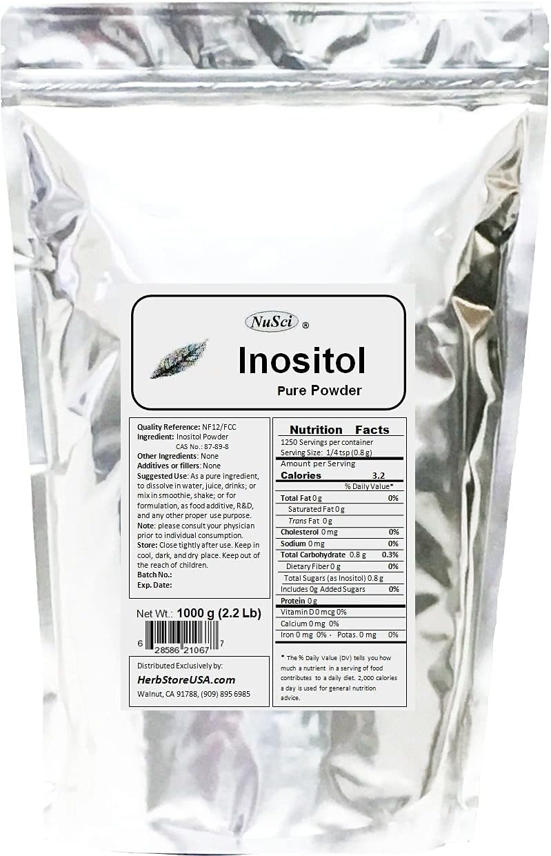 Inositol Puro en Polvo 1000 g (2.2 lb) - NuSci, Ingrediente a Granel NF12/FCC