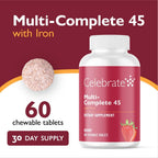 Celebrate Vitamins Multi-Complete Masticables, 45mg Hierro – Multivitamínico Bariátrico Diario para Bypass Gástrico y Manga Gástrica – Sabor Berry (60 Comprimidos)