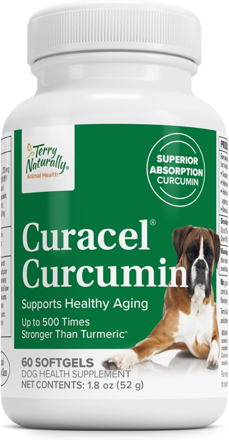 Terry Naturally Curacel Curcumin - Suplemento Antioxidante para Perros - 60 Cápsulas Blandas