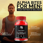 Alpha Bites Gummies para Hombres – Fórmula Avanzada 1000 mg, Suplemento Natural para el Crecimiento Muscular y la Salud General (60 Gominolas)