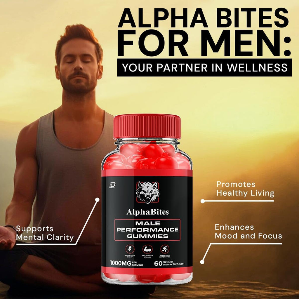 Alpha Bites Gomitas para Hombres – Fórmula Avanzada 1000mg, Suplemento Natural para el Rendimiento y la Vitalidad (3 Paquetes – 180 Gomitas)