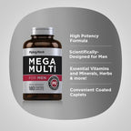 Piping Rock Multivitamínico para Hombres | 180 Caplets | Mega Men Multivitamins | No GMO, Sin Gluten