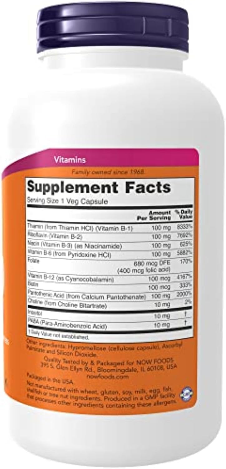 Vitamin B-100 Complejo B - 250 Cápsulas Vegetales