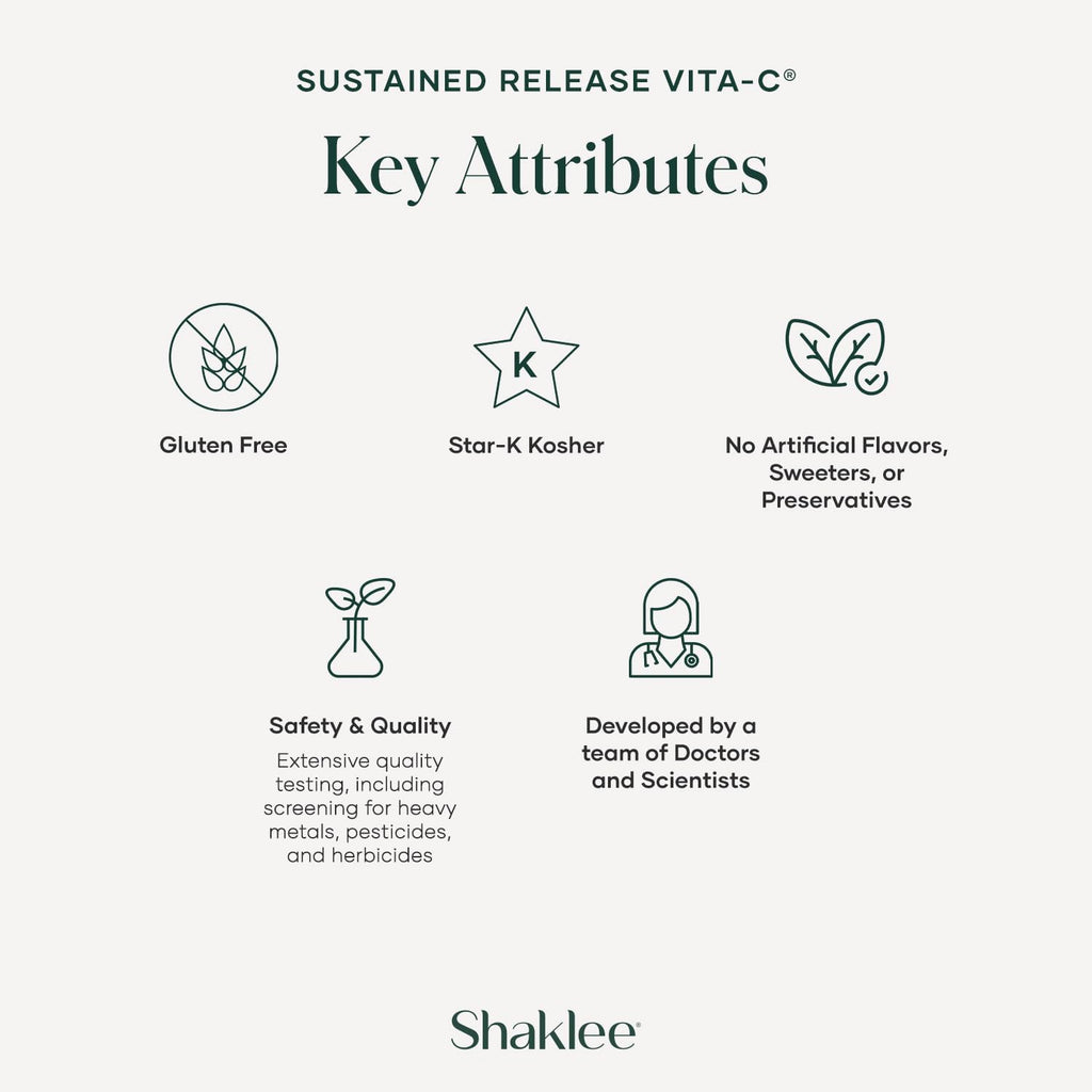 Shaklee Sustained Release Vita-C® 500mg, 180 Comprimidos