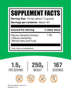 BulkSupplements Tribulus Terrestris Extract Powder - Gluten-Free Herbal Supplement, 1.5g per Serving, 250g
