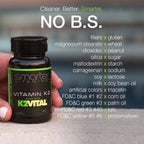 Smarter Vitamina K2 MK7 100mcg con K2VITAL y Kale, 60 Cápsulas Blandas Líquidas