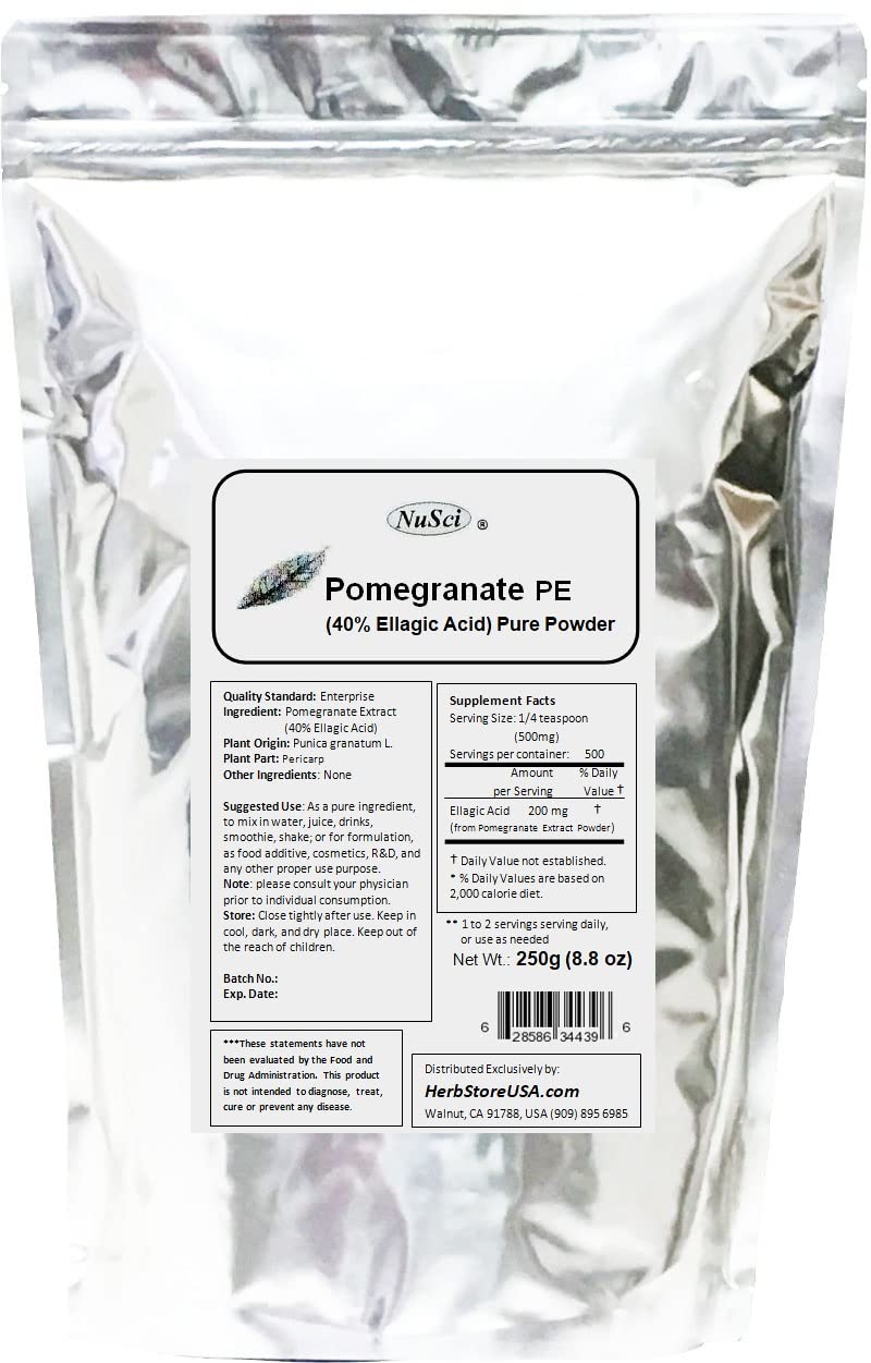 NuSci Extracto de Granada en Polvo Estandarizado 40% Ácido Elágico 250 g