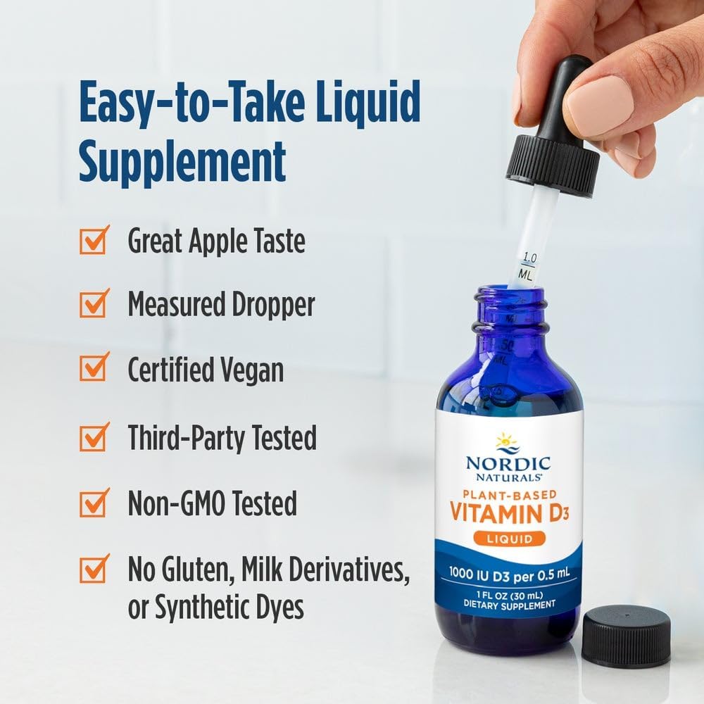 Nordic Naturals Vegan Vitamin D3 Liquid - 30 ml - 1000 IU - Vegan