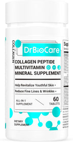 DrBioCare Péptidos de Colágeno para Mujeres - Suplemento de Belleza con Vitaminas y Minerales, 120 Comprimidos
