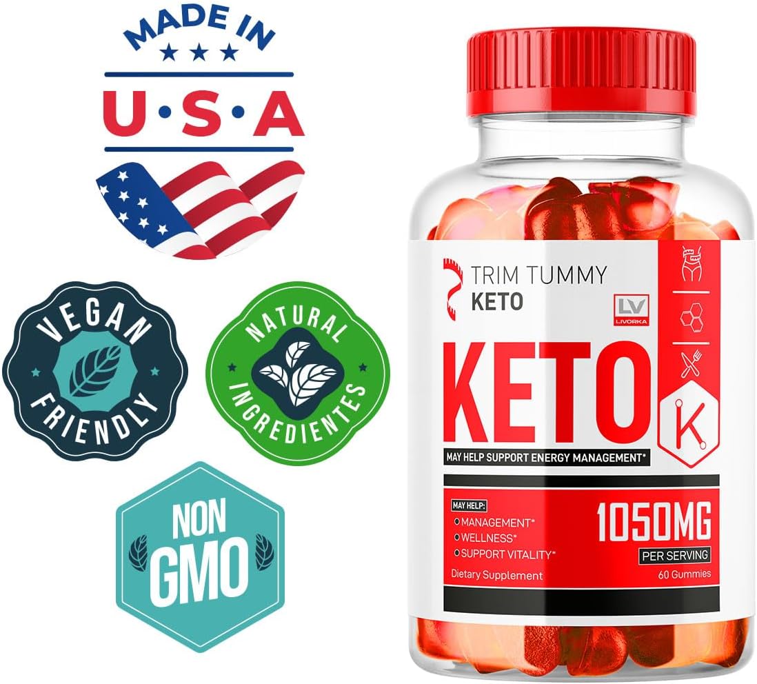 Trim Tummy Keto ACV Gummies 1050mg - Gomitas de Vinagre de Manzana para Keto, Fórmula Avanzada, 60 Gominolas