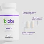 Biote ADK 5 - Vitamina D3 para Inmunidad y Cardiovascular - 90 Cápsulas