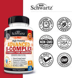 Complejo de Vitaminas B con Vitamina C - con Metilcobalamina B12 y Folato - Suplemento B1 B2 B3 B5 B6 B7 B9 - 60 Cápsulas