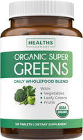 USDA Organic Super Greens Supplement - 28 Superalimentos Orgánicos en Comprimidos - Vegano y Non-GMO - Healths Harmony