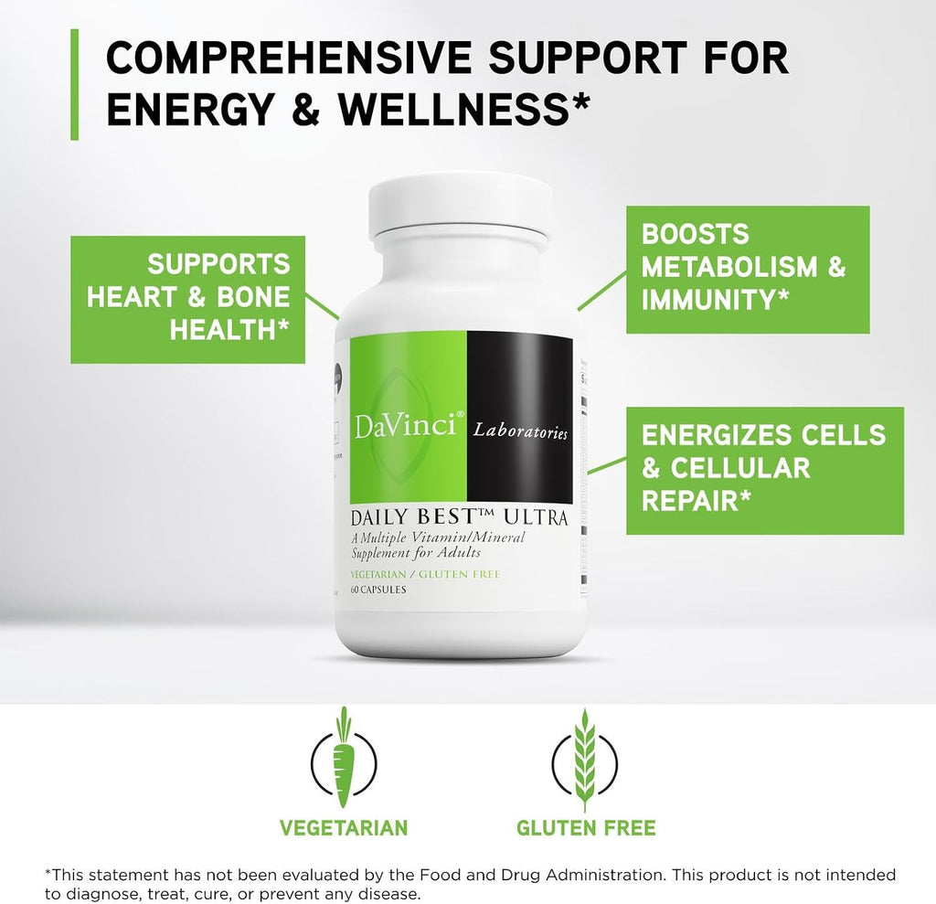 DAVINCI Labs Daily Best Ultra - Complejo Multivitamínico y Mineral, 60 Cápsulas Vegetarianas