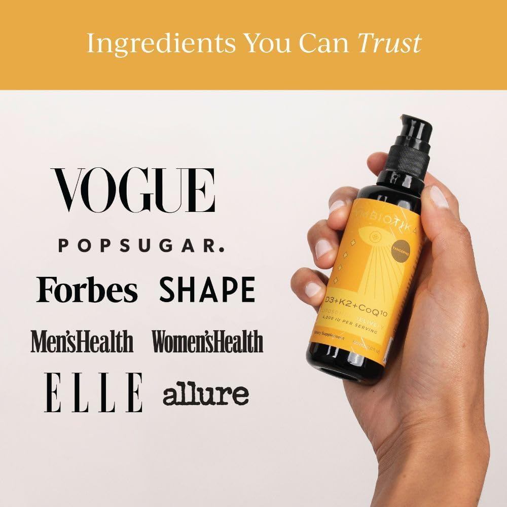 CYMBIOTIKA Vitamina D3 + K2 + CoQ10 Líquido, Sabor Mandarina