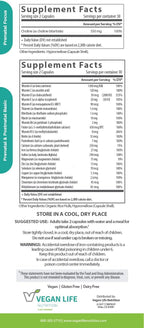 Vitaminas prenatales veganas - Folato, Colina, Vitaminas A, B, C, D, E, K y más - Sin gluten, Non-GMO