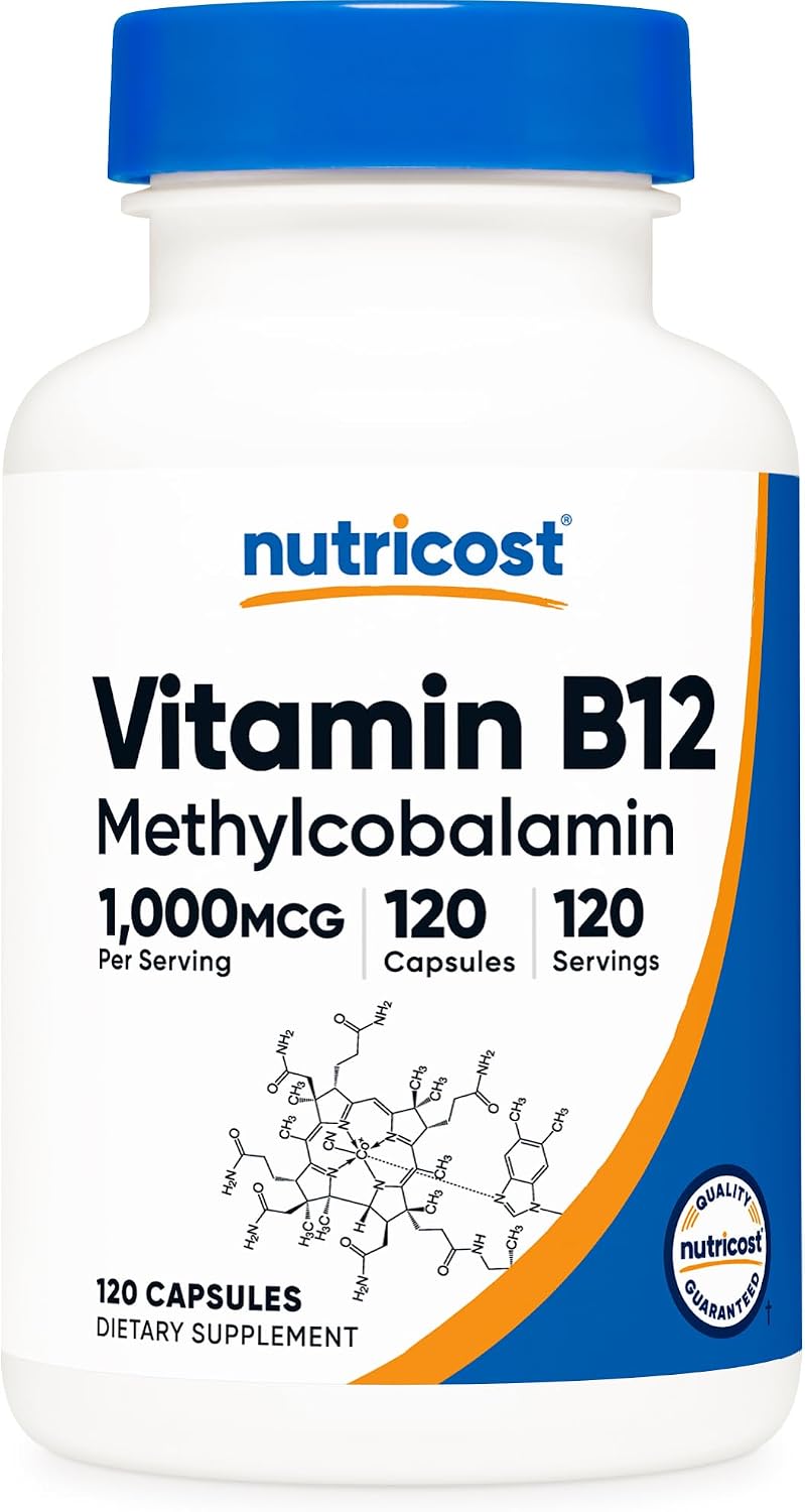Nutricost Vitamina B12 (Metilcobalamina) 1000mcg, 120 Cápsulas - Vegetariano, Sin OGM y Sin Gluten