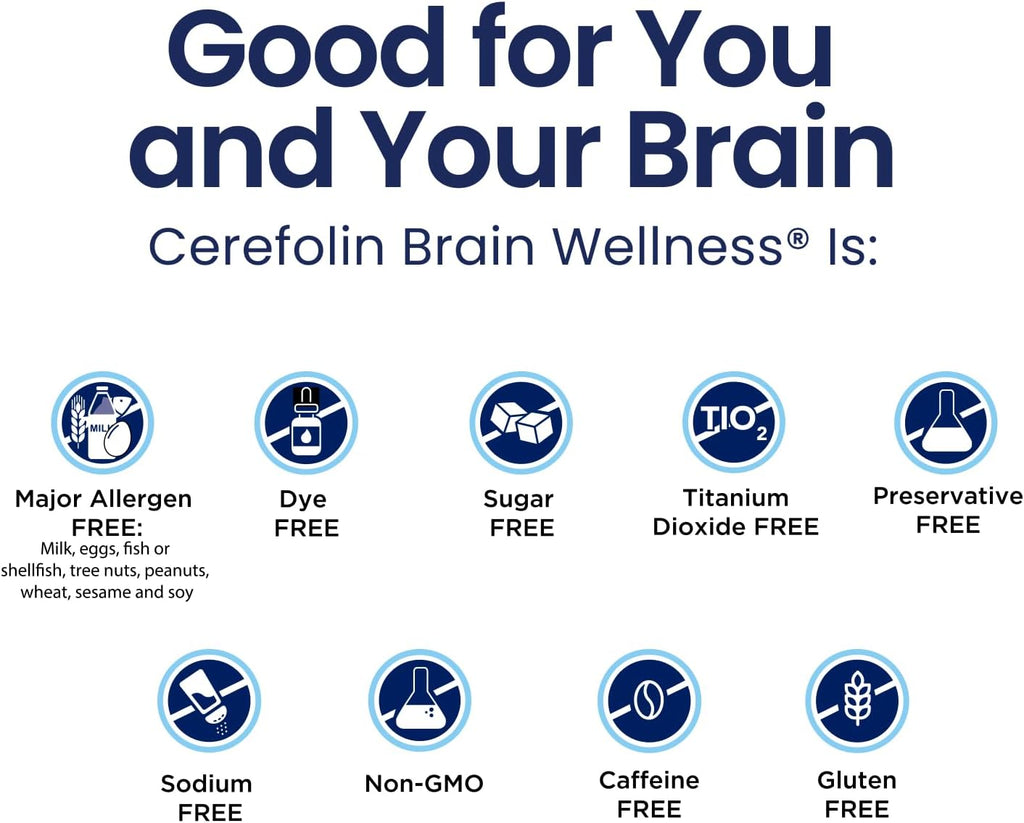 Cerefolin Brain Wellness - Suplemento Cognitivo con L-Metilfolato, NAC y B12 (60 Cápsulas)