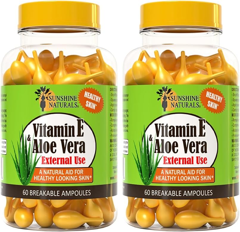 Sunshine Naturals Crema Hidratante de Vitamina E y Aloe Vera – 60 Viales (Paquete de 3)