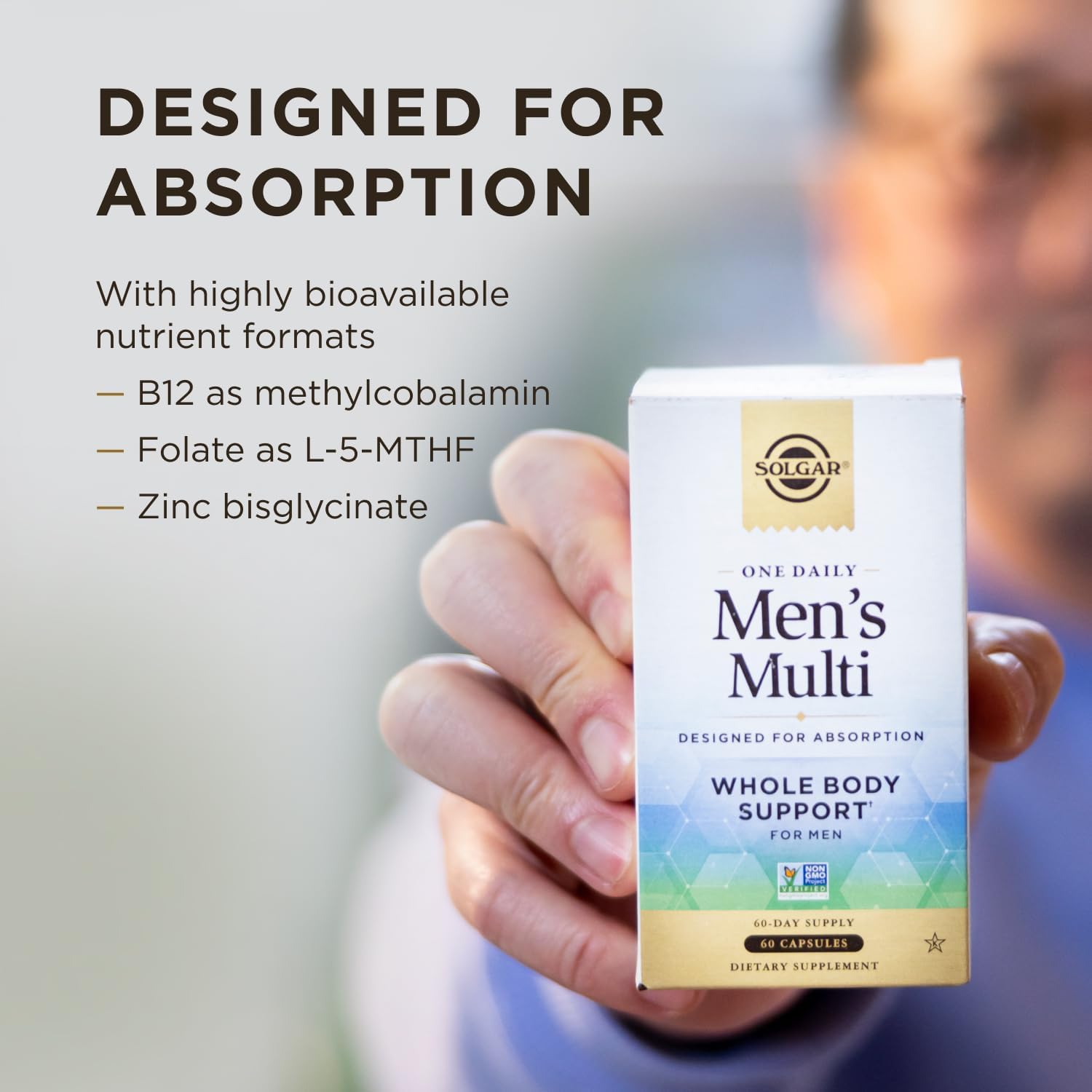 Solgar One Daily Men's Multivitamin – Multivitamínico Diario para Hombres, 60 Cápsulas Veganas de Liberación Retardada