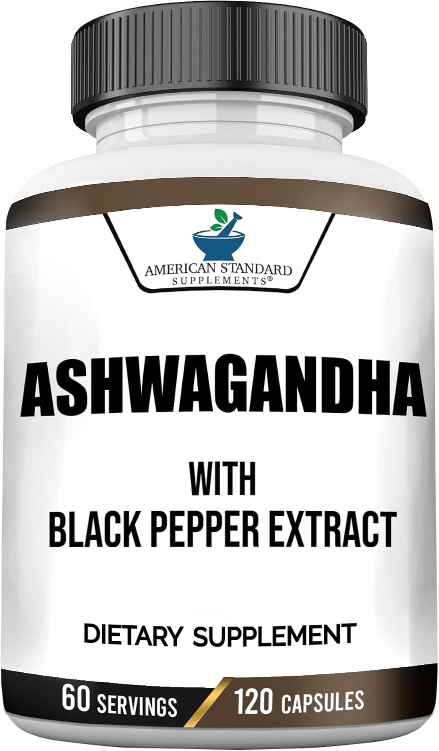 Ashwagandha Orgánica 6000mg con Pimienta Negra - 120 Cápsulas Veganas