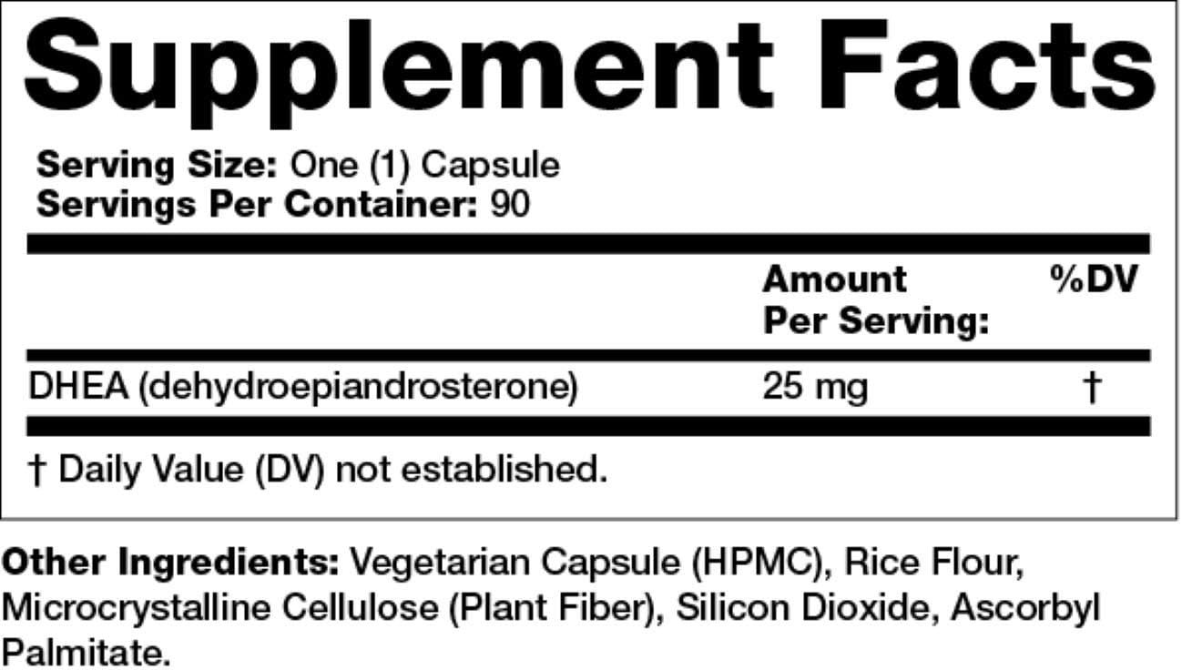 Olympian Labs DHEA 25 mg - 90 Cápsulas - Apoyo para la Energía y Concentración