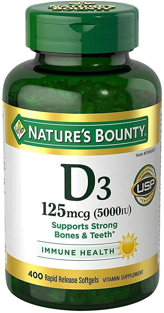 Nature's Bounty Vitamina D3 5000 UI, Softgels, 150 unidades (Paquete de 2)