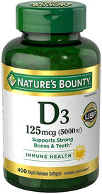 Nature's Bounty Vitamina D3 5000 UI, Softgels, 150 unidades (Paquete de 2)
