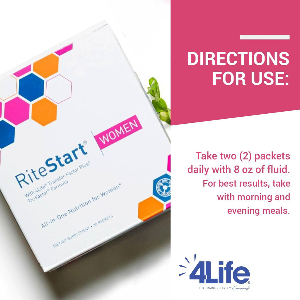 4Life RiteStart Mujer Multivitamínico con CoQ10 y Mezcla de Hongos, 30 Paquetes