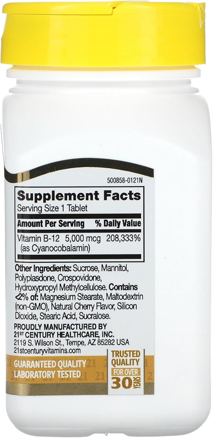 21st Century B-12 5000 mcg Comprimidos Sublinguales - 110 unidades
