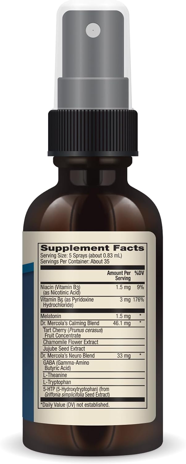 Dr. Mercola Sleep Support Spray con Melatonina - 3 Envases - Sabor Frambuesa Natural