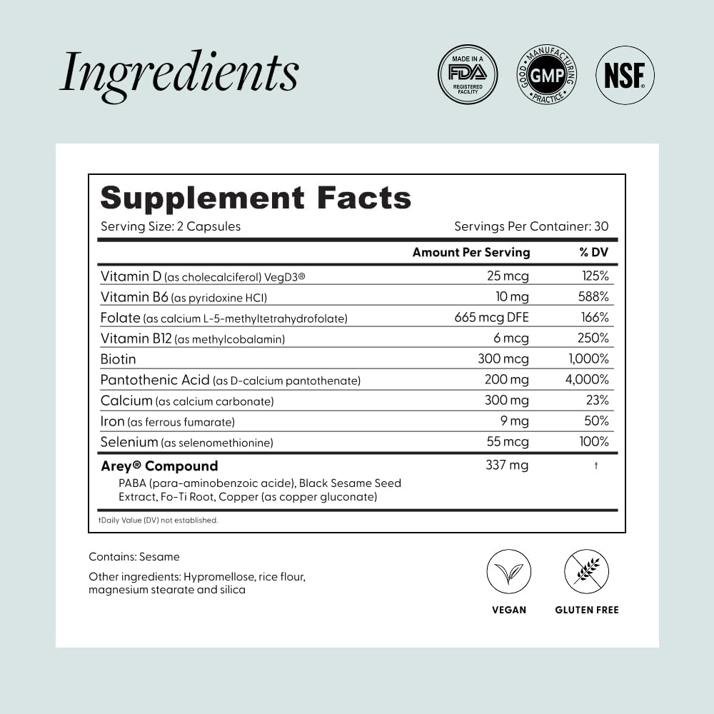 Arey Not Today, Grey Daily Hair Supplement - 1 Mes