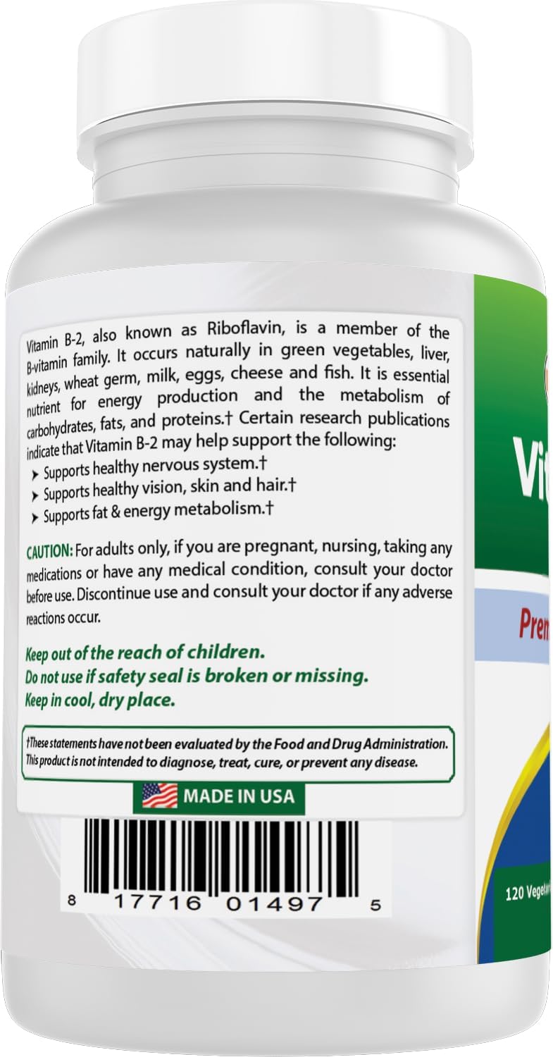 Best Naturals Vitamina B2 (Riboflavina) 400 mg – 120 Cápsulas Vegetales